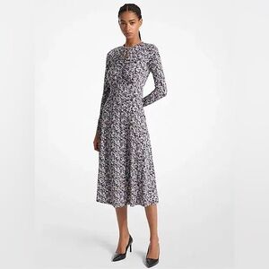 MICHAEL Michael Kors Embellished Floral Matte Jersey Keyhole Dress